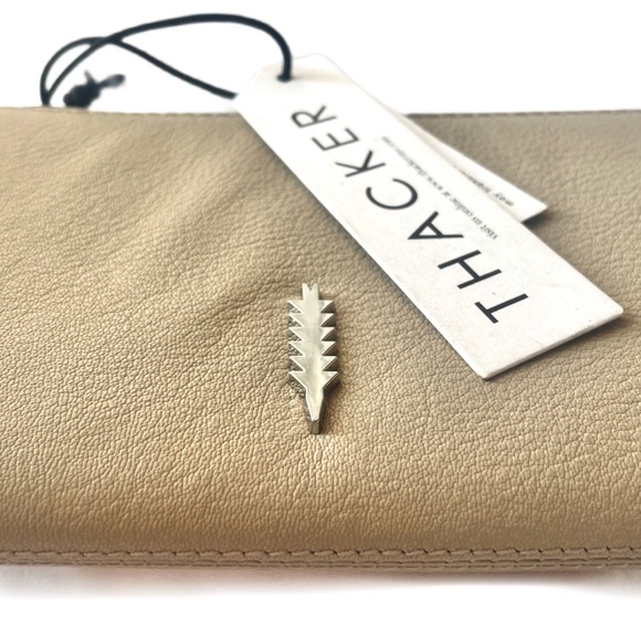 THACKER Camila Single Zip Around Large Wallet Taupe/Beige/Silver - Picture 2 of 10